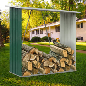 Metal Log Holder Fire Wood Rack Firewood Storage Shed Garden Patio Shelter