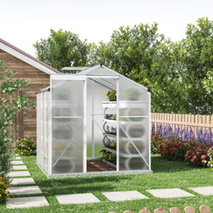 190cm W Silver Framed Garden Greenhouse with Vent Rust Resistant