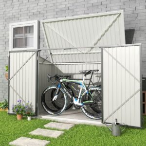 176cm Wide Steel Storage for Bike Shed Grey Tool Shed