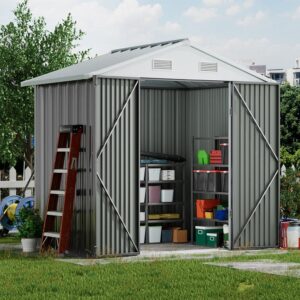 6.5 x 6ft Metal Garden Storage Shed Outdoor Storage Tool House with Lockable Door