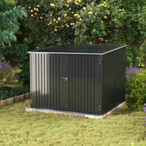 6ft Gardens Plan Galvanized Steel Bicycle Storage Shed Charcoal Black