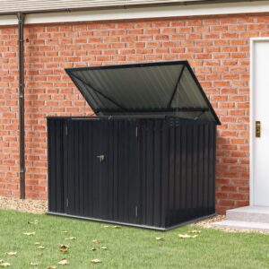 6ft Outdoor Metal Garbage Storage Shed with Hinged Lid