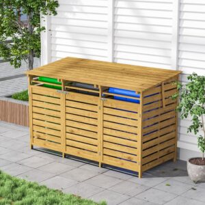 4ft/ 6ft Outdoor Trash Can Storage Shed Spruce Wood