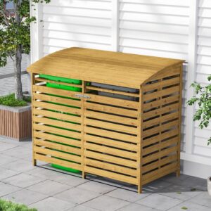 5ft Outdoor Wood Trash Can Storage Shed Spruce