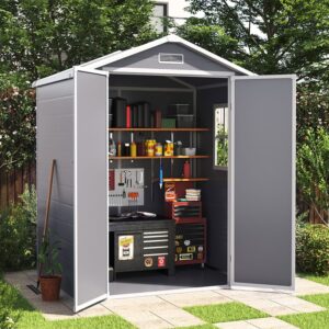 6x4ft Plastic Corrosion-Resistant Garden Storage Shed with Lockable Door
