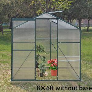 4×6 ft/ 6×6 ft/ 8×6 ft/ 10×6 ft Garden Greenhouse Green Framed with Vent