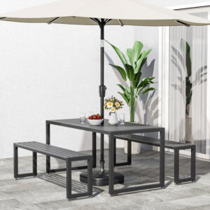 6 – Person 150cm Long Iron Outdoor Dining Set Garden Table and Bench