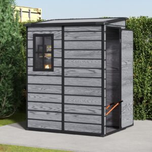 5x3ft / 5x4ft Plastic Garden Storage Shed with Front and Size Door for Bikes and Tools