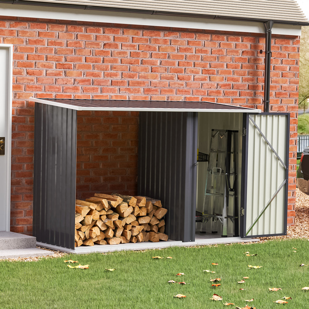 8ft Wood Outdoor Firewood Log Storage Shed