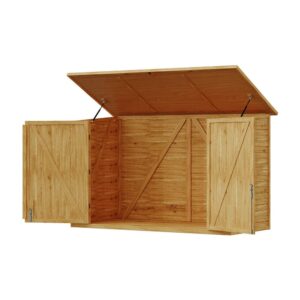 Wooden Bicycle Shed with Asphalt Roof and Steel Locking Door