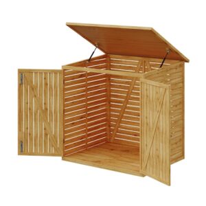 Wooden Bicycle Shed with Asphalt Roof and Steel Locking Door