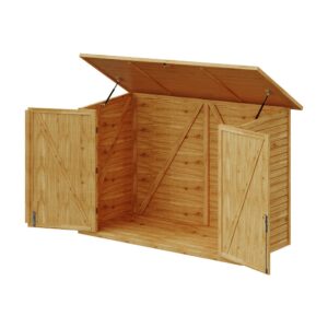 Wooden Bicycle Shed with Asphalt Roof and Steel Locking Door