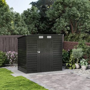 6×4ft Galvanized Steel Outdoor Garden Storage Shed