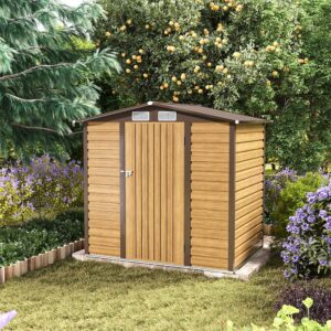 6×4ft Galvanized Steel Outdoor Tawny Garden Storage Shed