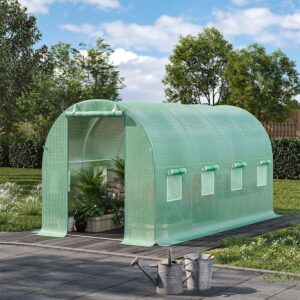 13×9ft/ 19×9ft Metal Framed Walk-in Greenhouse with Zipper Door and Windows - 13×9ft