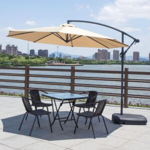 3/5pcs Garden Patio Dining Set Outdoor Furniture - 4 Chairs with a Table / Black