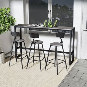 Garden Grey Dining High Table with Metal Legs - Large/180cm W